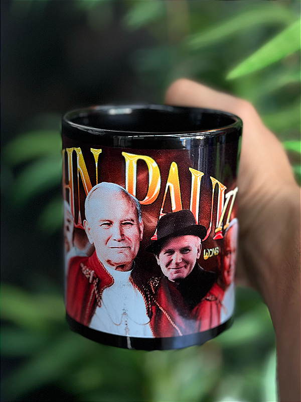 Kit Camiseta Oversized Papa São João Paulo II + Caneca - Preto ref 3196