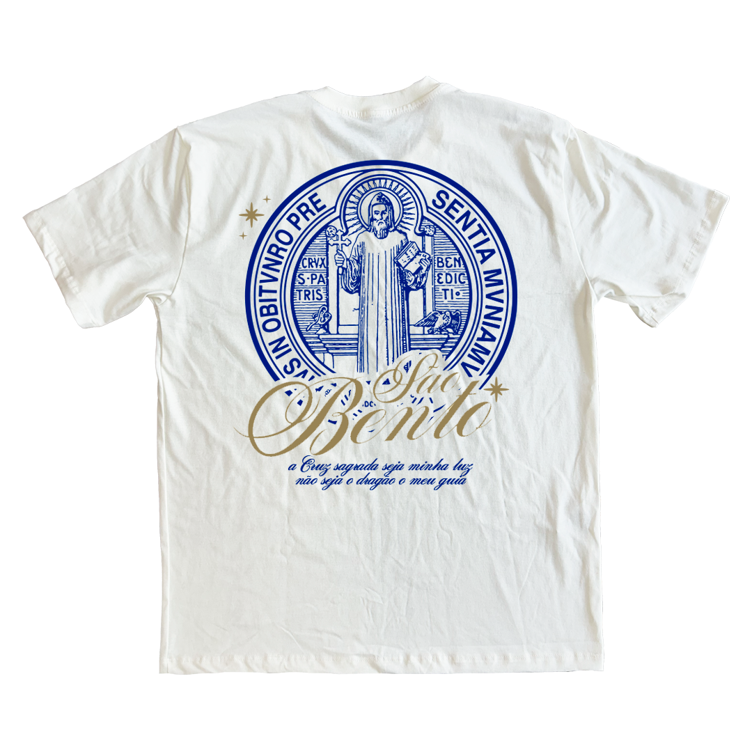 Camiseta Oversized Medalhão São Bento - Off White ref 3226