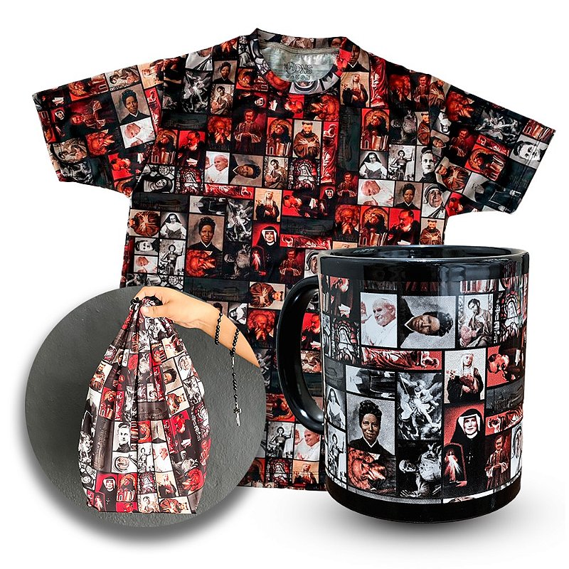 Kit Camiseta Saints + Caneca + Mochila Saco