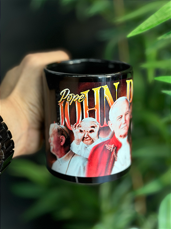 Kit Camiseta Oversized Papa São João Paulo II + Caneca - Preto ref 3196