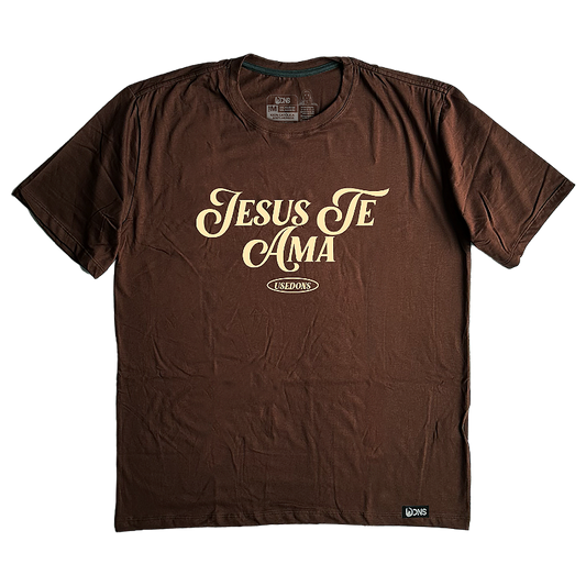 Camiseta Oversized Jesus te Ama - Marrom ref 3200
