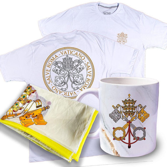 Kit Camiseta Vaticano  Salve Roma + Caneca + Bandeira ref 255