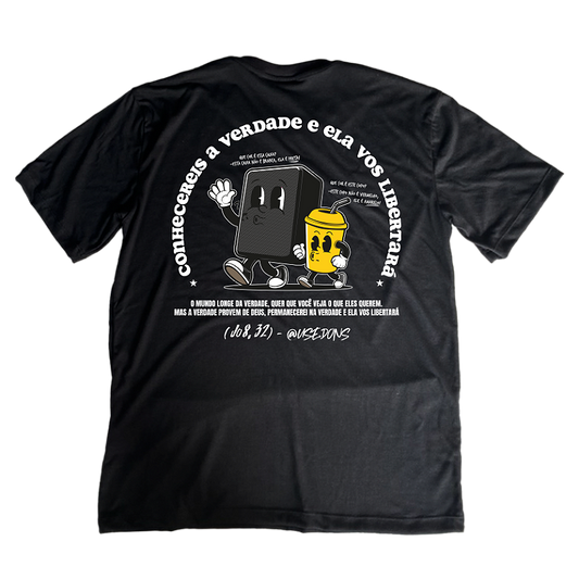 Camiseta Oversized Caixa Preta e Copo Amarelo - Preto ref 3217