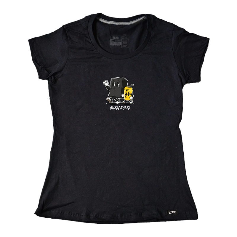 Baby Look Caixa Preta e Copo Amarelo - Preto ref 3217