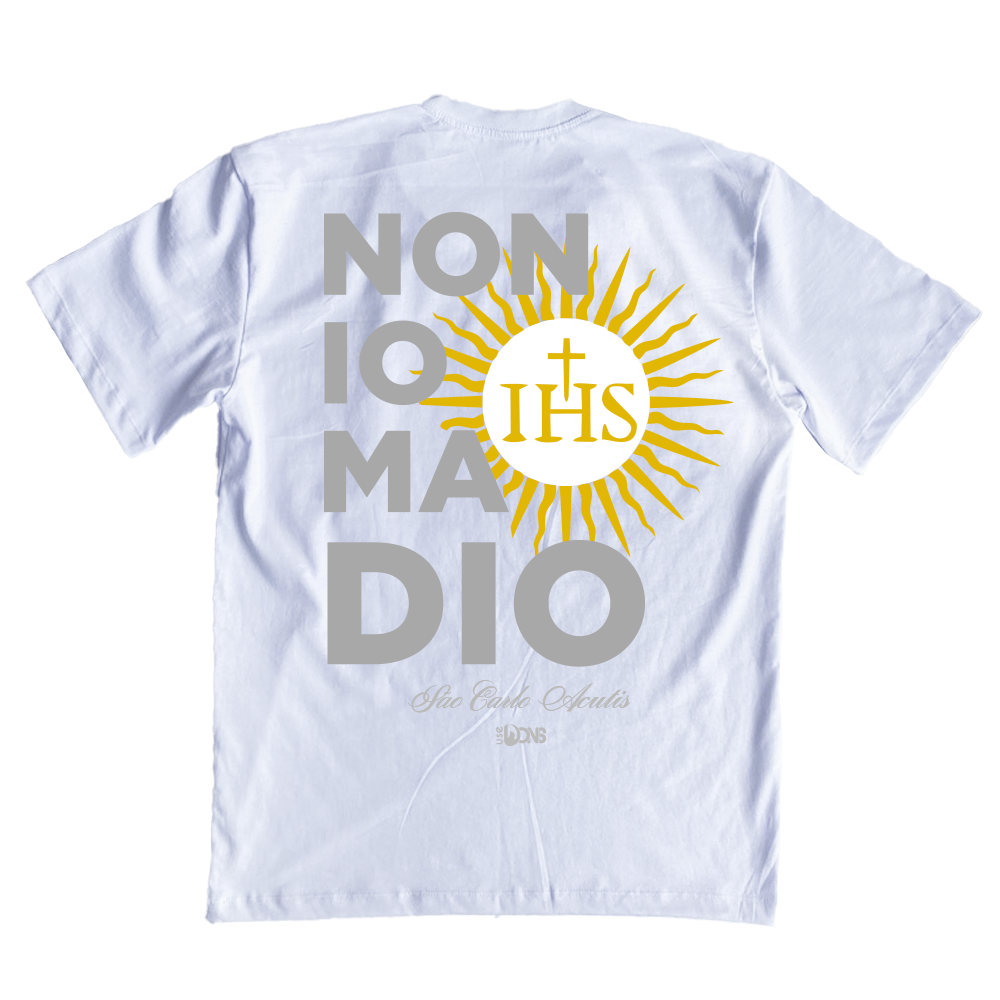 Camiseta Oversized São Carlo Acutis - Não eu, mas Deus - Branco ref 3232