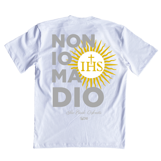 Camiseta Oversized São Carlo Acutis - Não eu, mas Deus - Branco ref 3232