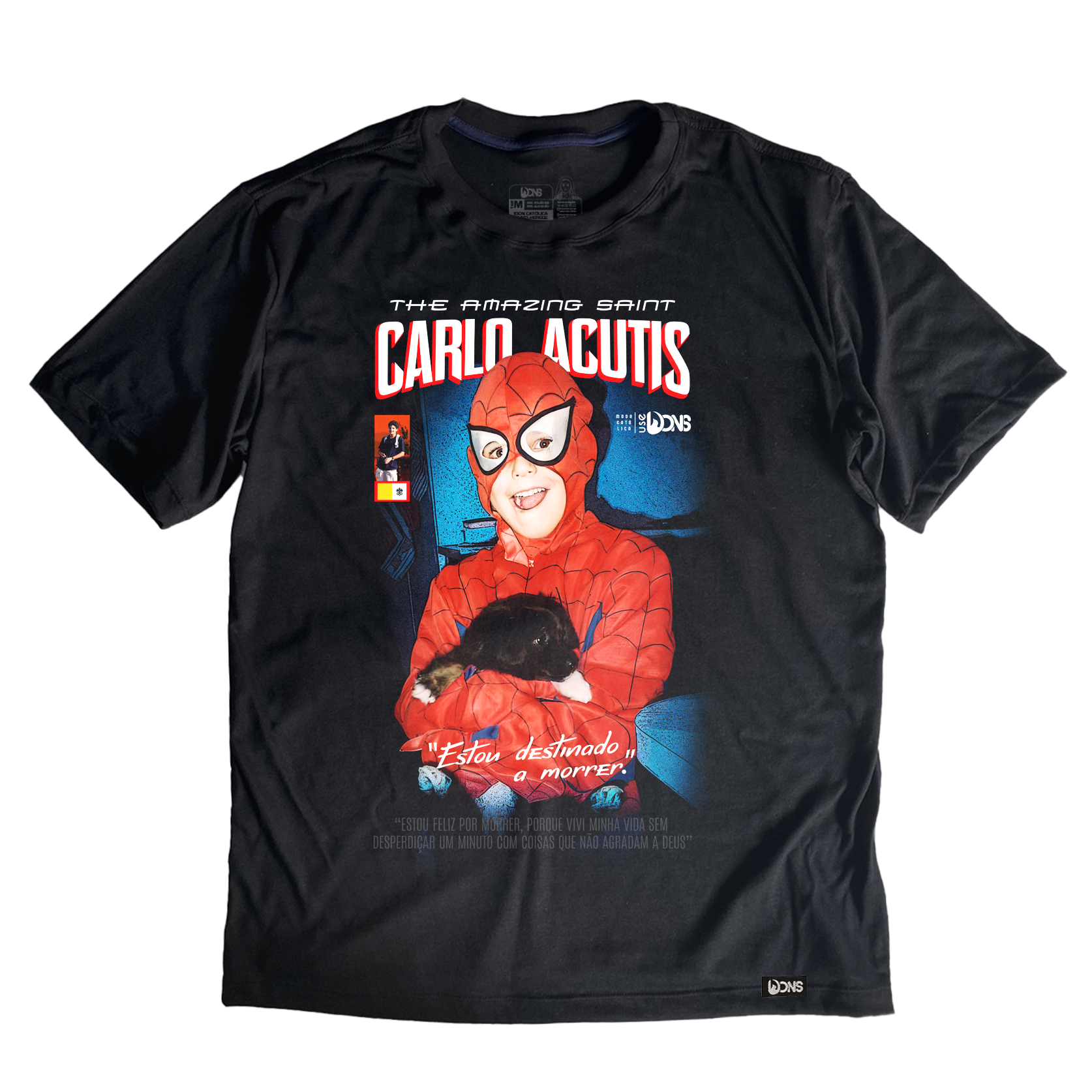 Camiseta Oversized São Carlo Acutis - Super Heroi cor preto