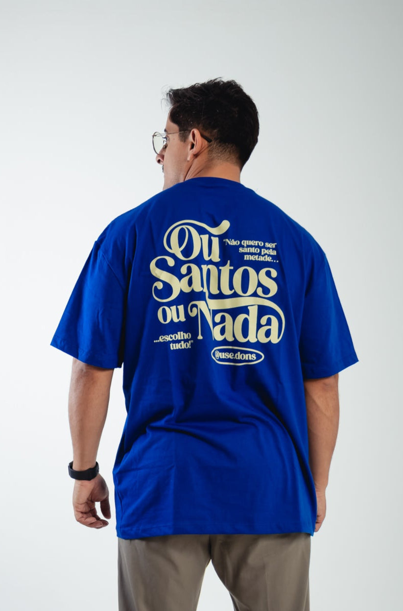 Camiseta Oversized Ou Santos ou Nada - Azul ref 3201