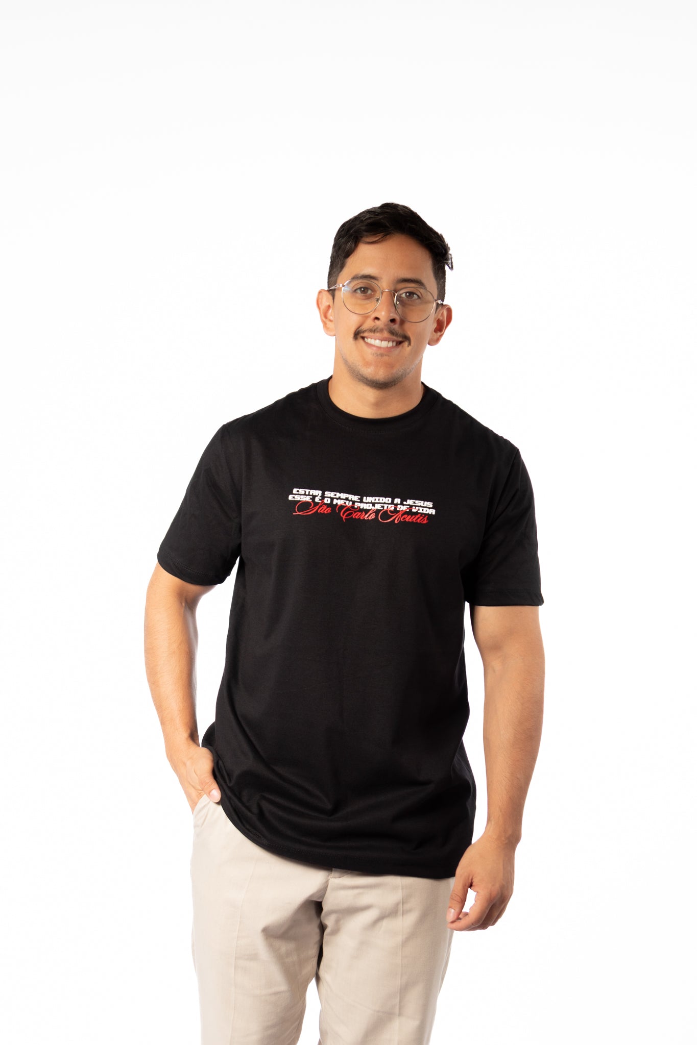 Camiseta São Carlo Acutis Foto - Preto ref 3254