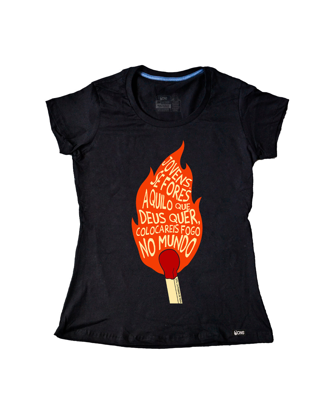 Baby Look Fogo no mundo Retrô - Preto ref 3250