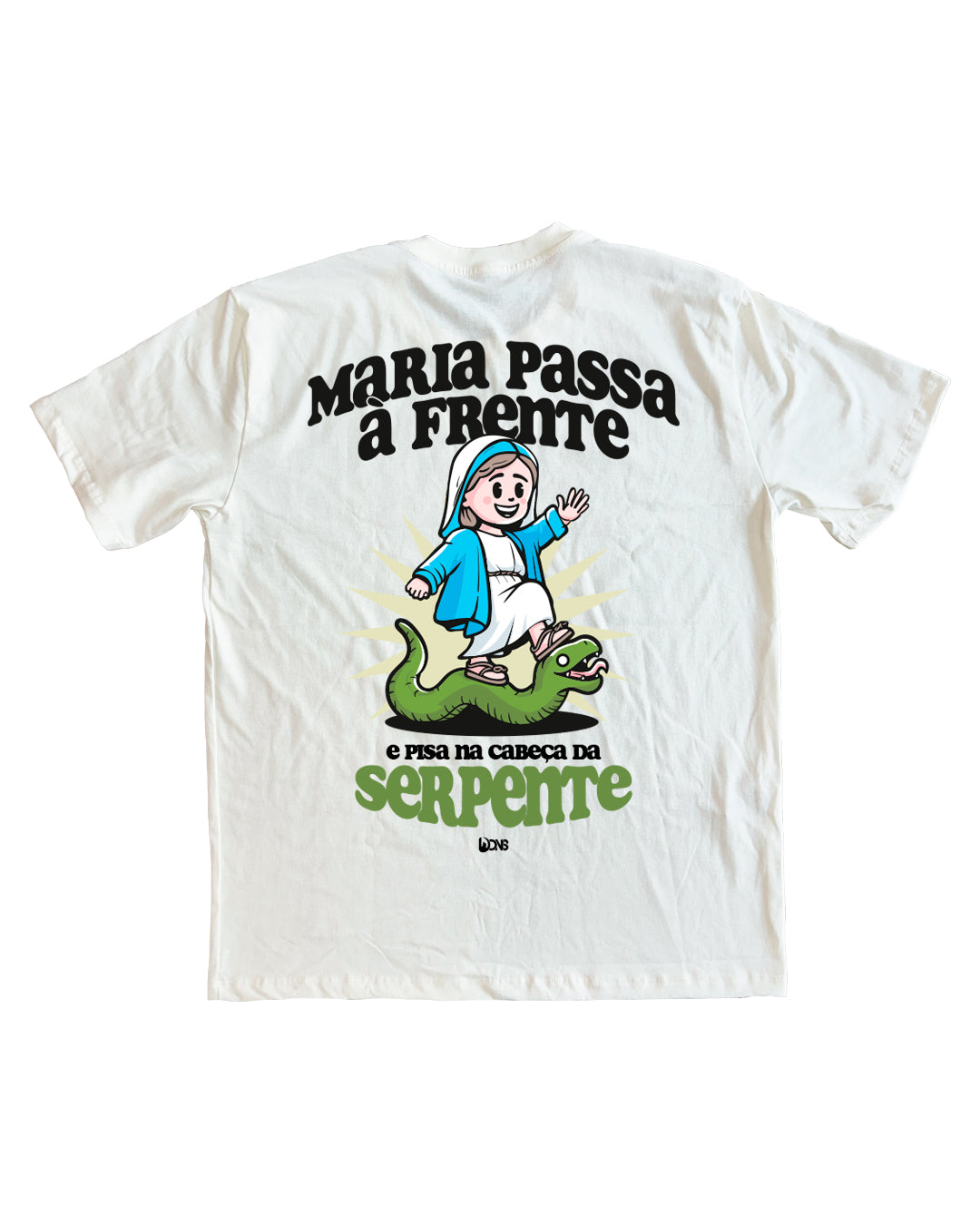 Camiseta Oversized Maria passa à frente Retrô - Off-White ref 3249