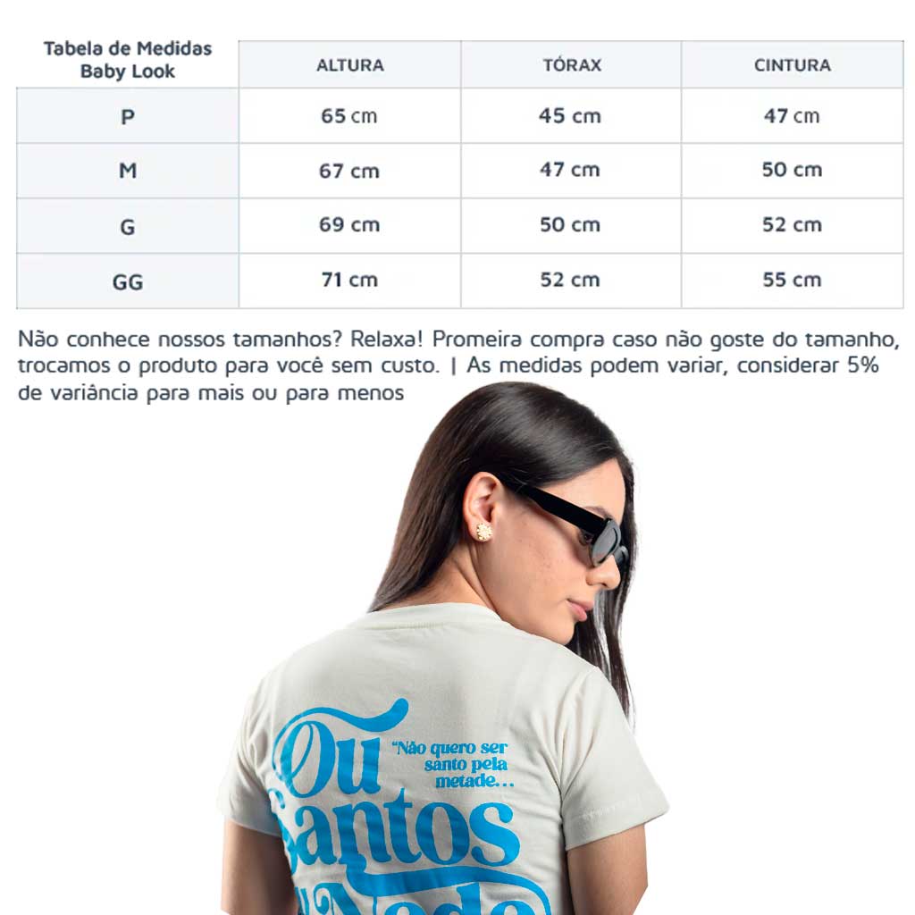 Baby Look Ou Santos ou Nada - Azul ref 3201