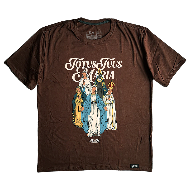 Camiseta Oversized Totus Tuus Maria - Marrom ref 3225