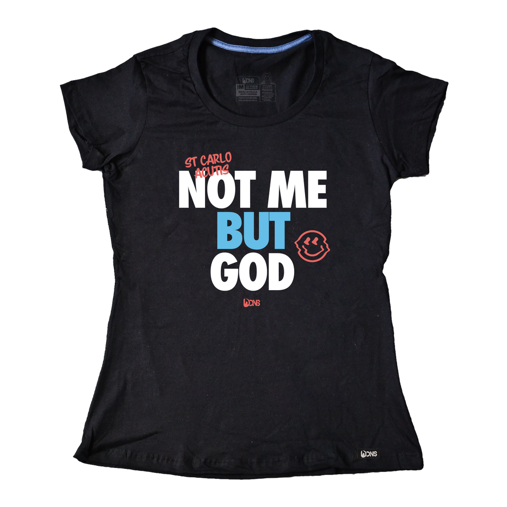Baby Look Carlo Acutis 'Not me but God' - Preto ref 3252