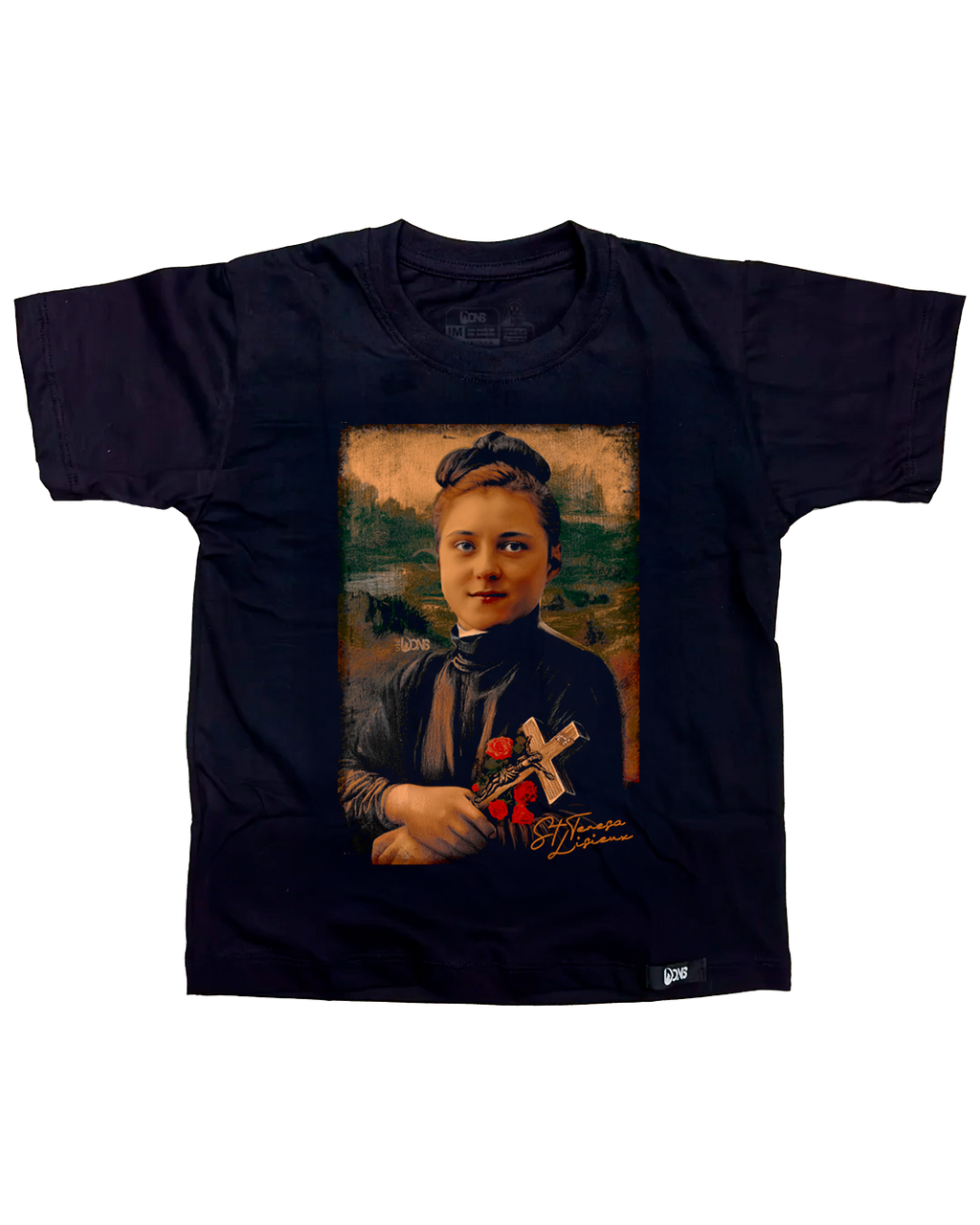 Camiseta infantil Santa Teresinha do Menino Jesus Quadro - Preto ref 3256
