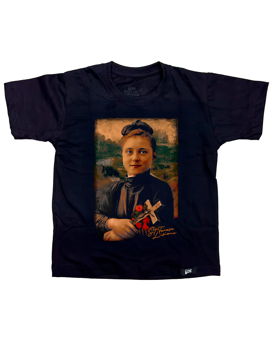 Camiseta infantil Santa Teresinha do Menino Jesus Quadro - Preto ref 3256